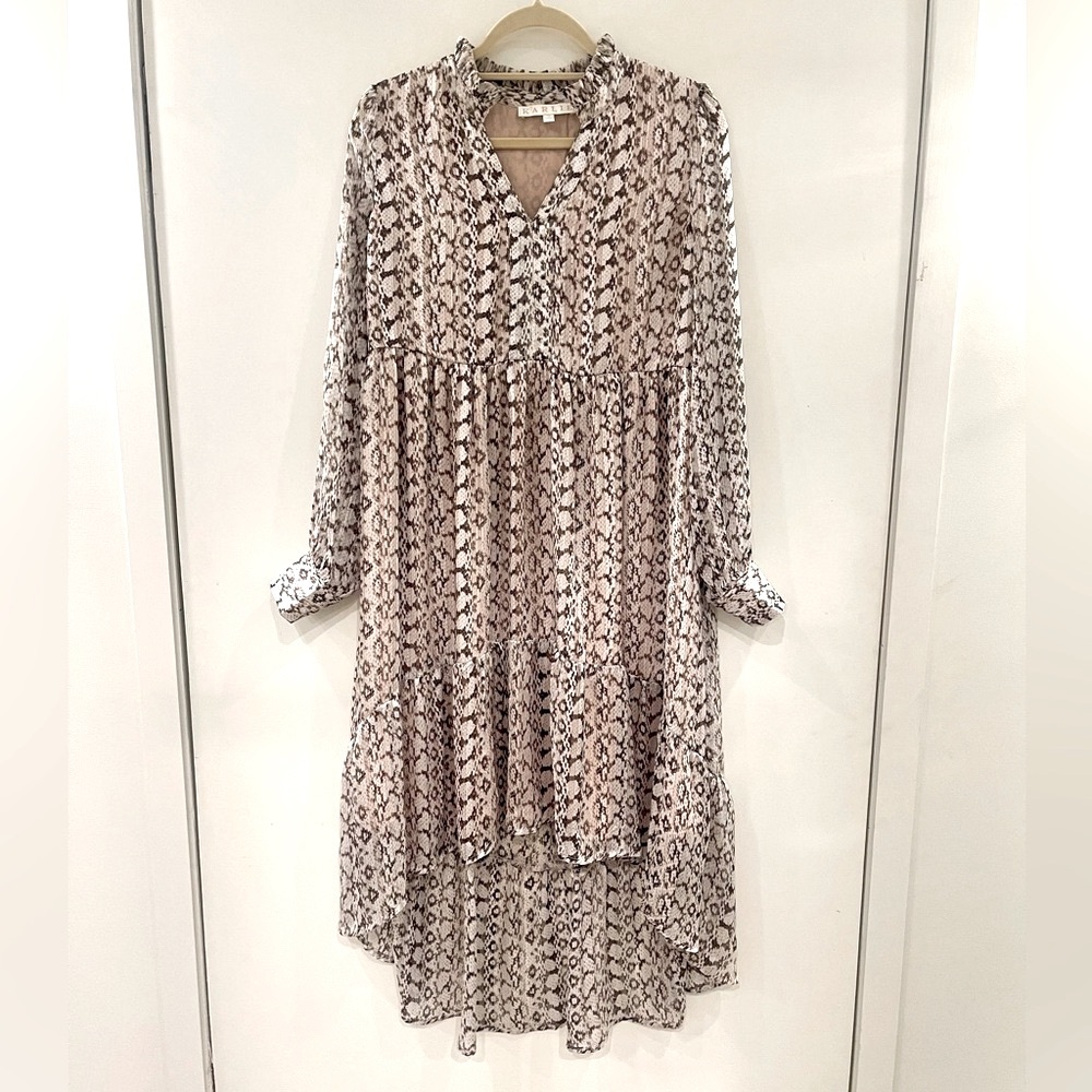 KARLIE V-Neck Tiered Ruffle Dress